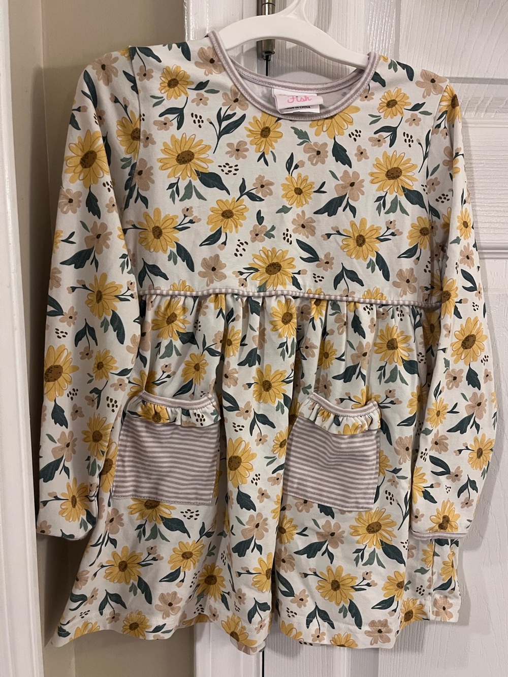 Girls Yellow Sunflower Pocket Knit Dress - Soft Floral